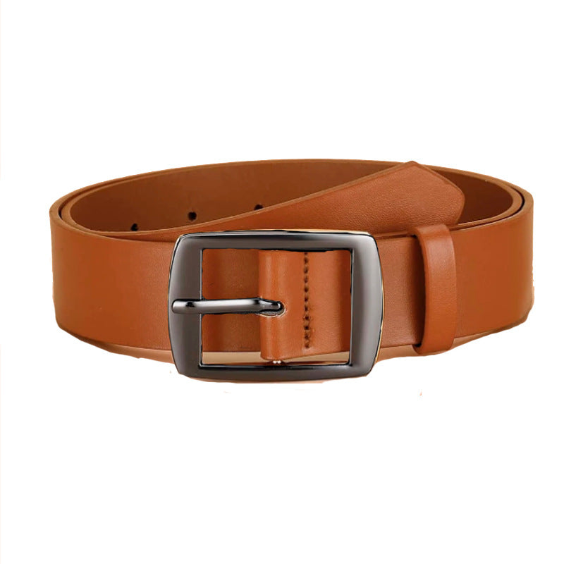 Leather-Look Pin Buckle Belt – Men – Tan · Gunmetal Buckle – front