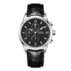 Silver · Black Dial · Black Leather