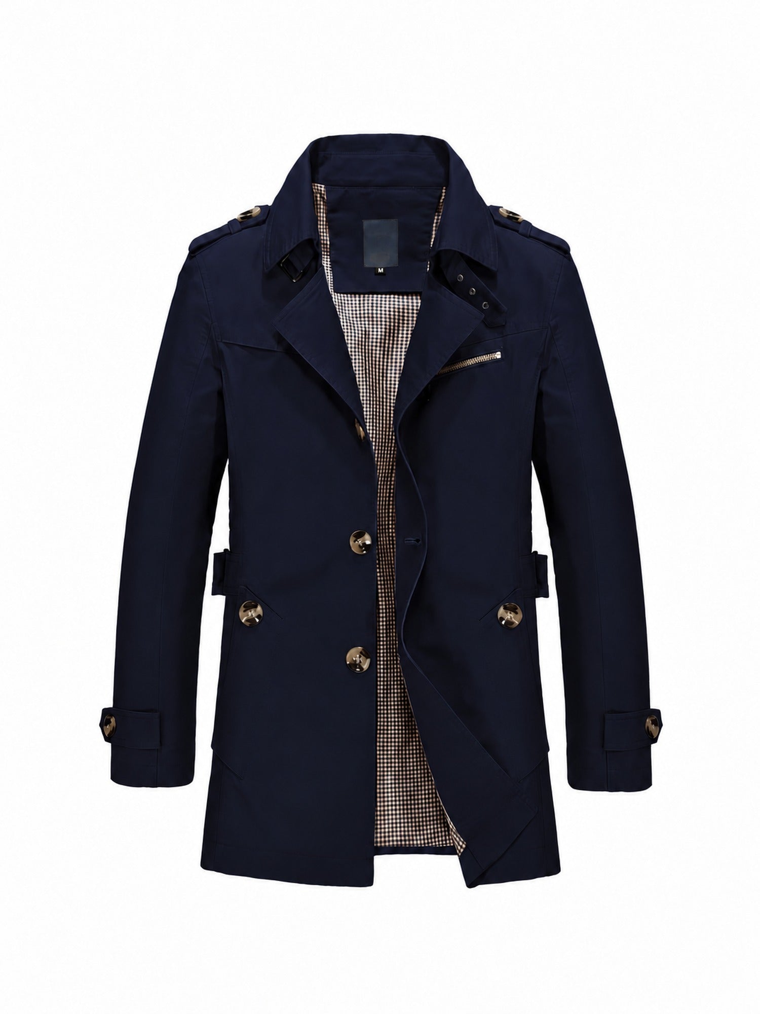 95% Cotton Mid-Length Jacket – Men – Navy – front