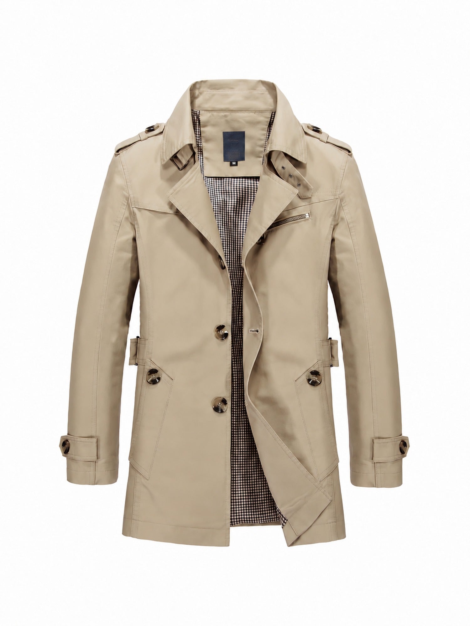 95% Cotton Mid-Length Jacket – Men – Beige – front