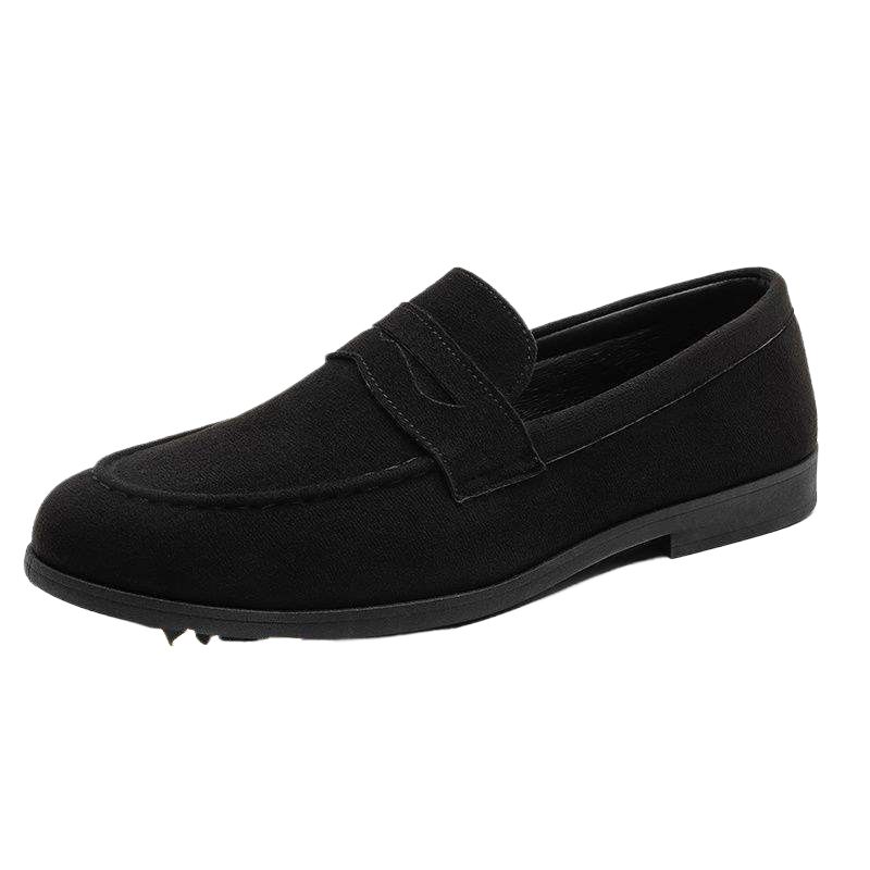 Suede-Look Penny Loafers – Men – Black – side