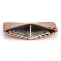 Cowhide Leather Card Holder, Slim – Men – Tan – open
