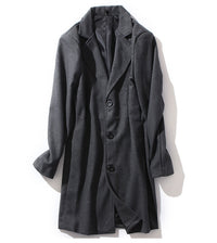 Single-Breasted Mid-Length Coat, Wool-Look – Men – Charcoal – flat