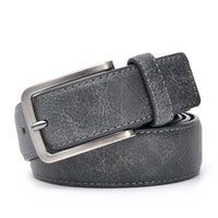 Vintage Leather-Look Belt – Men – Grey – front