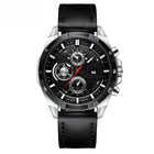 Silver · Black Dial · Black Leather