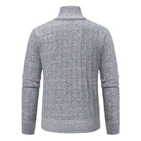 Marled Cable Knit Quarter-Zip Sweater – Men – Grey – back