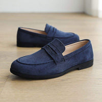 Suede-Look Penny Loafers – Men – Navy – pair