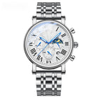 Argenté · Cadran blanc · Bracelet acier