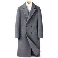 30–50% Wool Double-Breasted Overcoat – Men – Grey – front