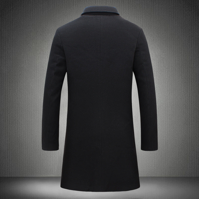 Long Single-Breasted Overcoat – Men – Black – back