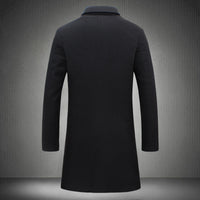 Long Single-Breasted Overcoat – Men – Black – back