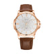 Gold · White Dial · Brown Strap