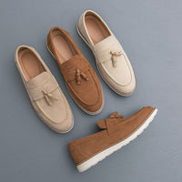 Suede-Look Tassel Loafers – Men – Brown – trio