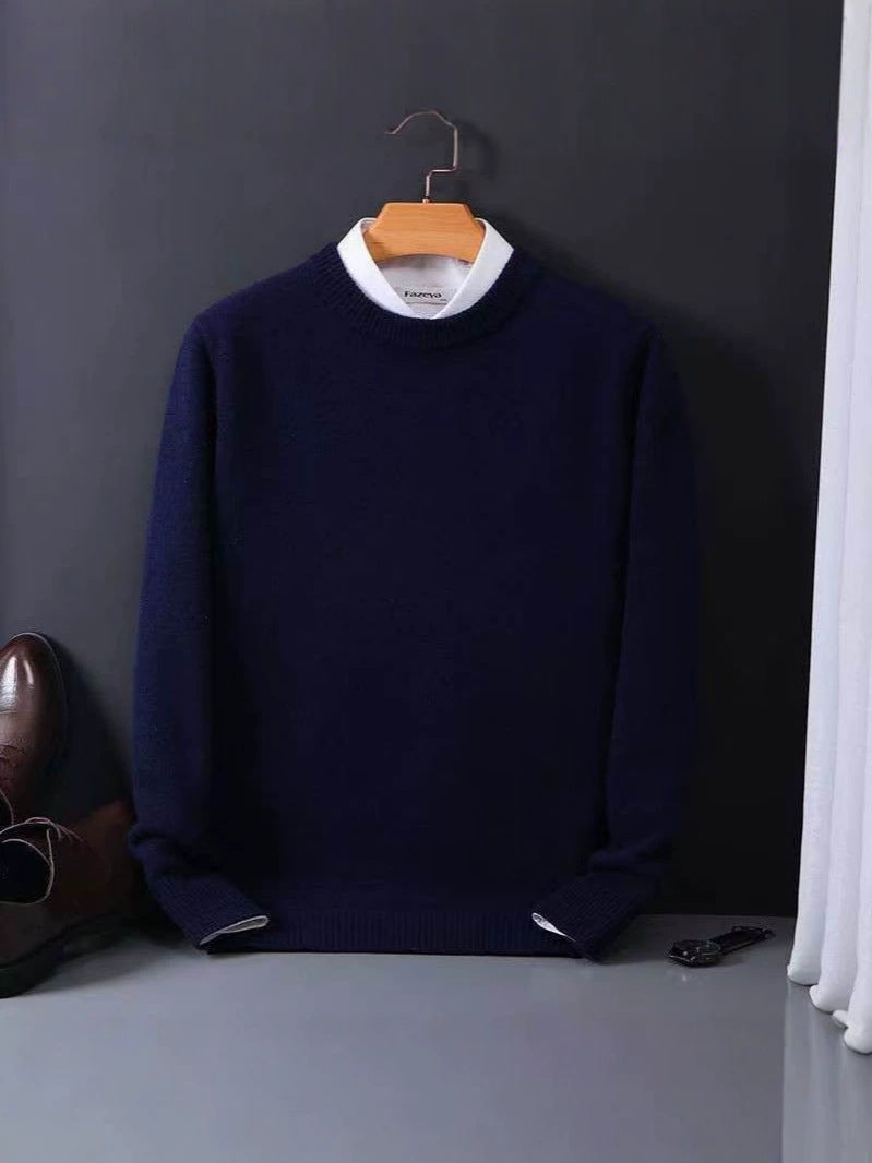 Brushed Knit Crew-Neck Sweater, Big & Tall – Men – Navy – front, on hanger
