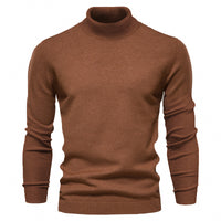 Fine-Knit Roll-Neck Sweater – Men – Brown – front