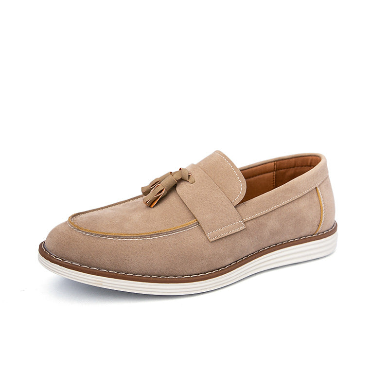 Suede-Look Tassel Loafers – Men – Stone – side