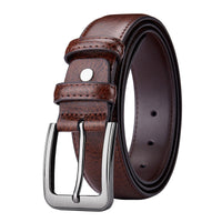 Grained Leather-Look Dress Belt – Men – Brown – rolled
