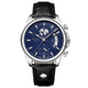 Silver · Blue Dial · Black Leather