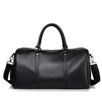 Leather-Look Weekender Bag with Shoe Pocket – Men – Black – front