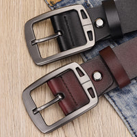 Wide Leather Belt, Brushed Buckle – Men – Black · Cut-Out Buckle – pair