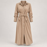 Belted Midi Shirt Dress with Side Slit – Women – studio