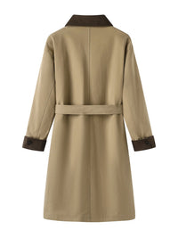 Belted Trench Coat, Contrast Collar – Women – Beige – back