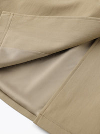 Belted Trench Coat, Contrast Collar – Women – Beige – lining detail