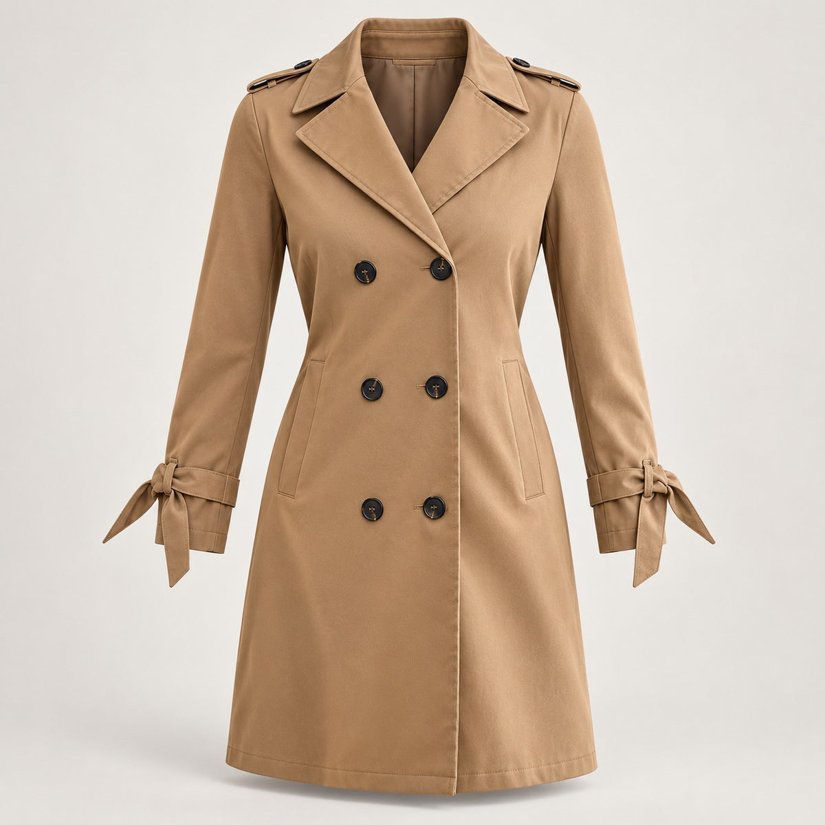 100% Polyester Belted Double-Breasted Trench Coat – Women – studio