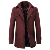 Wool-Blend Double-Collar Coat – Men – Burgundy – front
