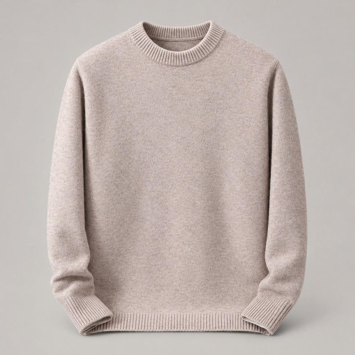 Brushed Knit Crew-Neck Sweater, Big & Tall – Men – Cream – front, on hanger