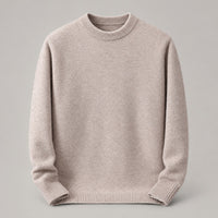Brushed Knit Crew-Neck Sweater, Big & Tall – Men – Cream – front, on hanger
