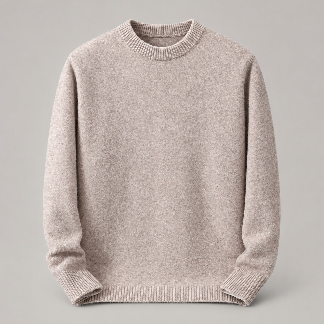 Brushed Knit Crew-Neck Sweater, Big & Tall – Men – Cream – front, on hanger