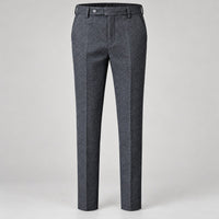 Brushed Wool-Look Slim Trousers, Ankle Length – Men – Charcoal – front, full length