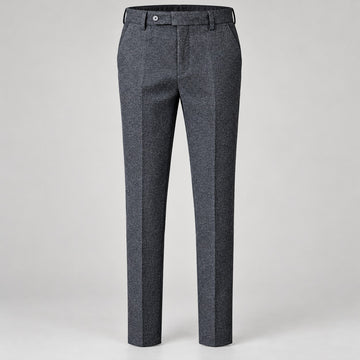 Brushed Wool-Look Slim Trousers, Ankle Length – Men – Charcoal – front, full length