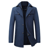 Wool-Blend Double-Collar Coat – Men – Navy – front