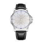 Silver · White Dial · Black Strap