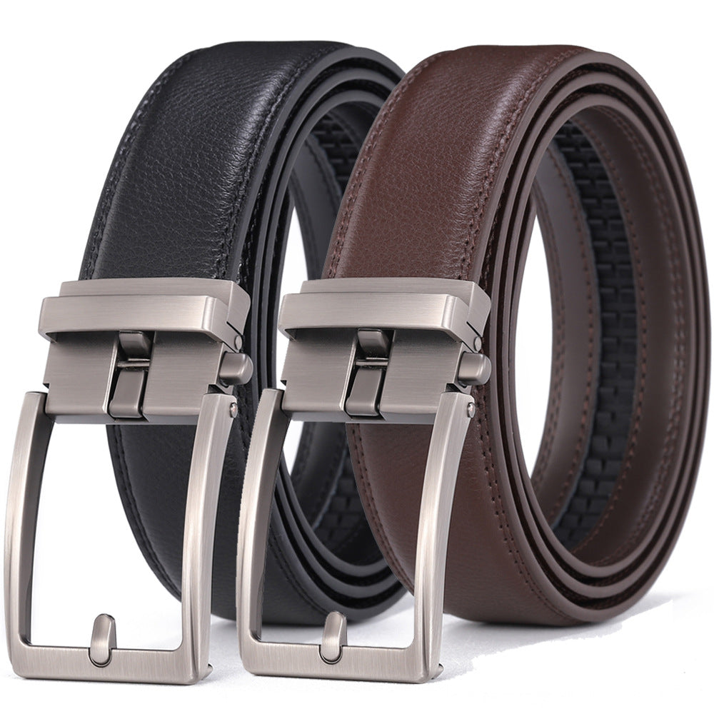 Leather Ratchet Belt, No Holes – Men – Black · Open-Frame Buckle – pair