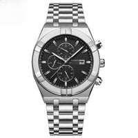 Automatic Mechanical Steel Watch, Sub-Dials – Men – Silver · Black Dial – front