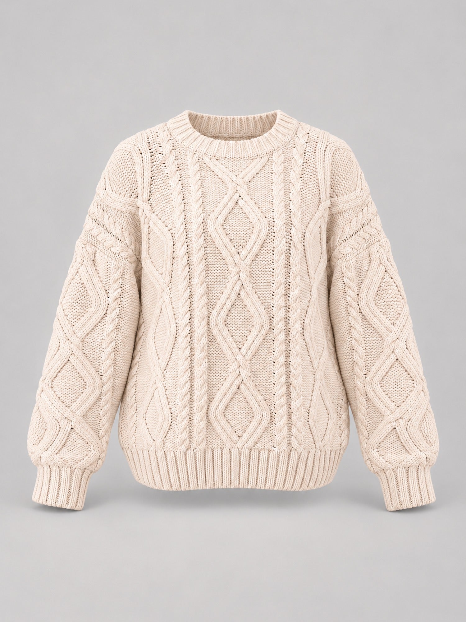 90–95% Acrylic Cable-Knit Crew-Neck Sweater – Women – studio