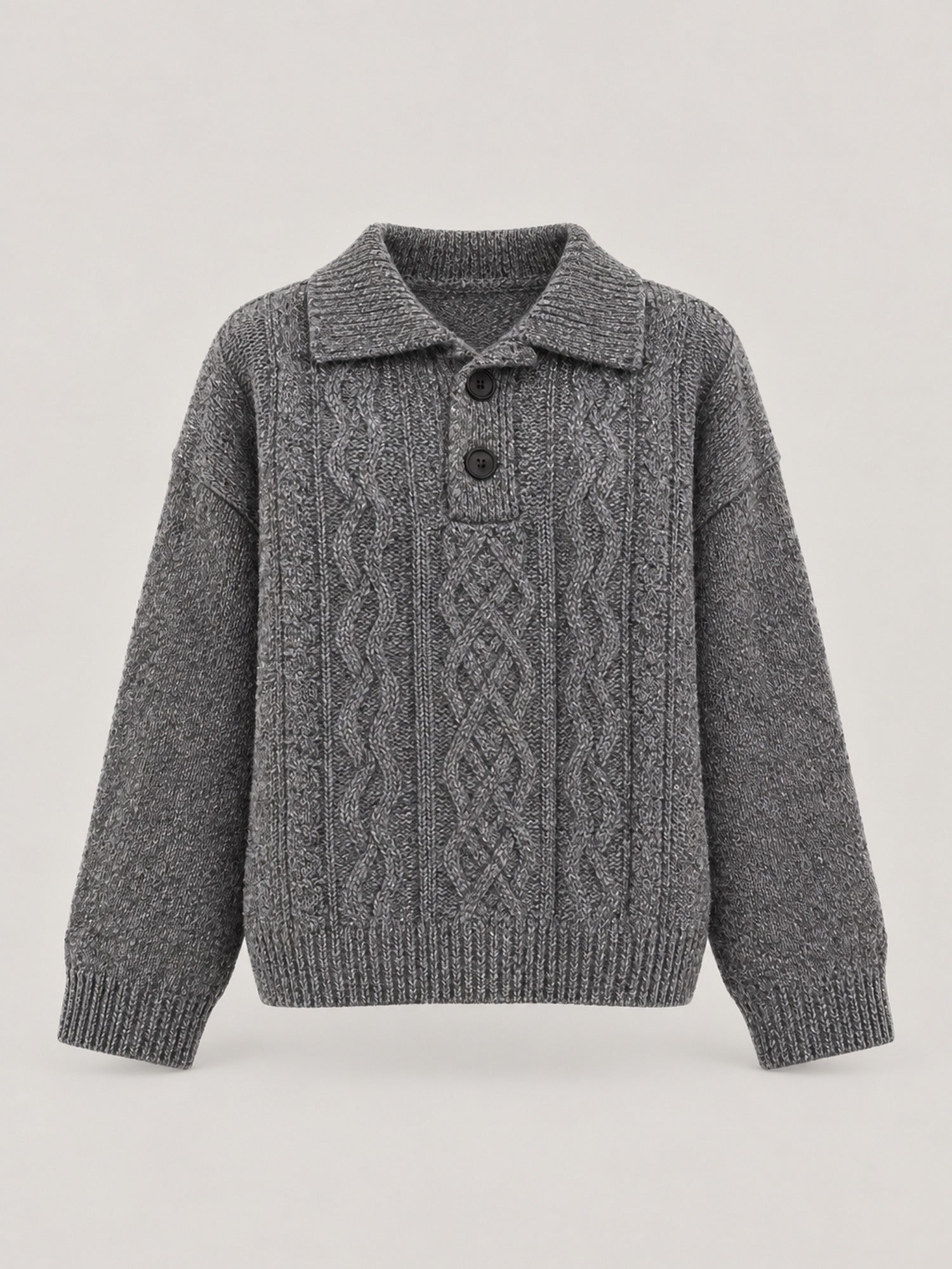 80% Acrylic, 20% Lambswool Cable Polo Sweater – Women – studio