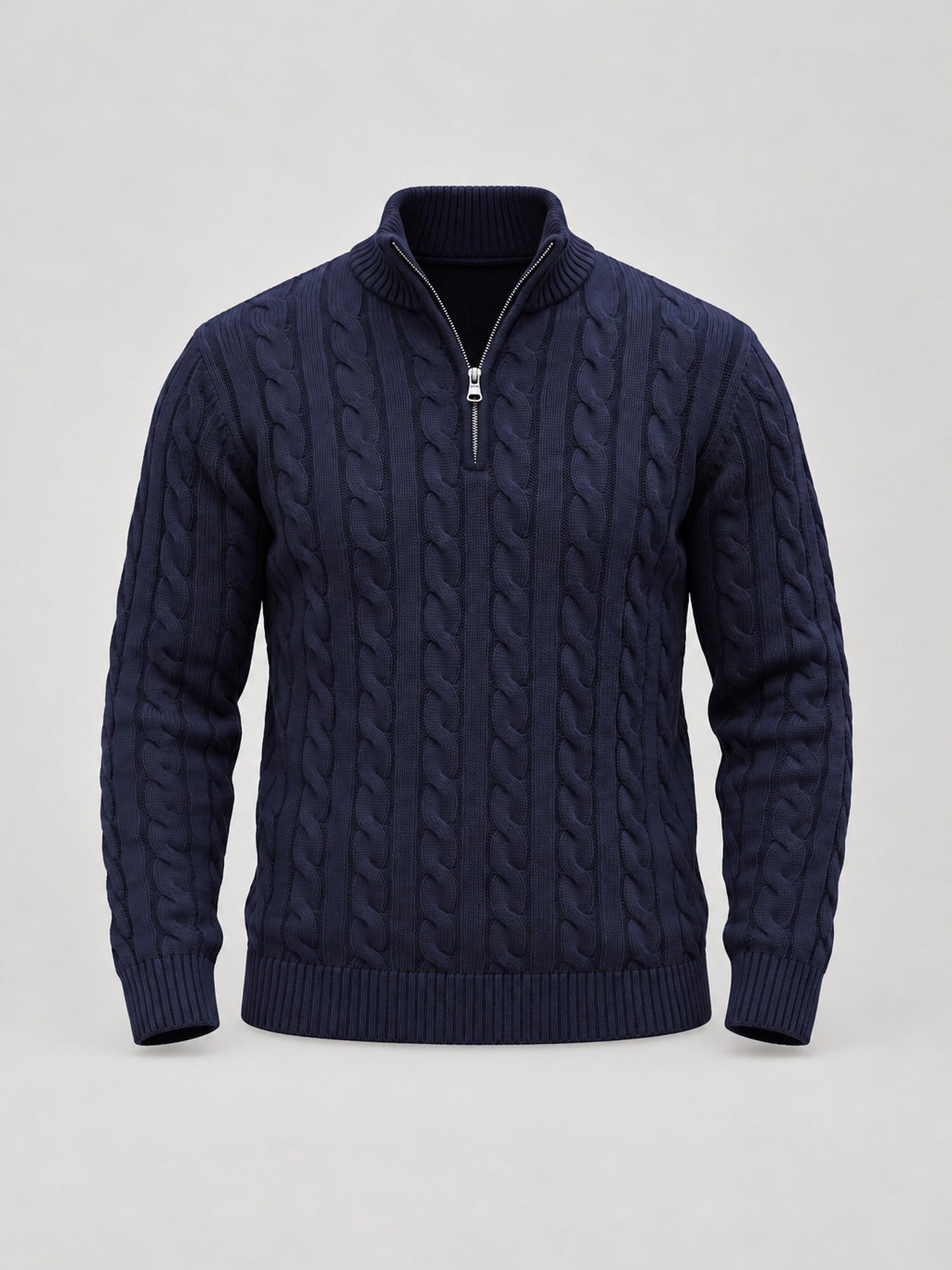 Cable Knit Quarter-Zip Sweater – Men – studio
