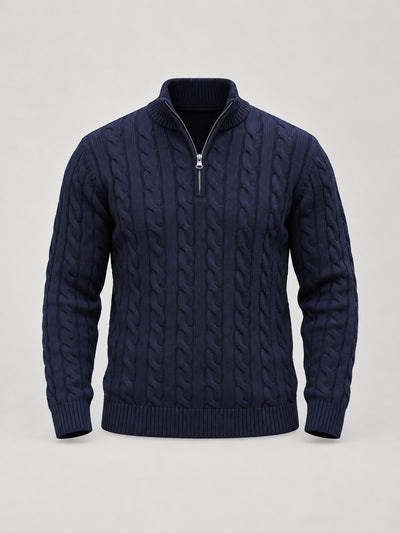Cable Knit Quarter-Zip Sweater – Men – studio