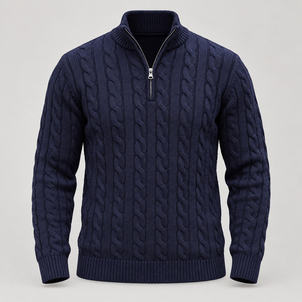 Cable Knit Quarter-Zip Sweater – Men – studio