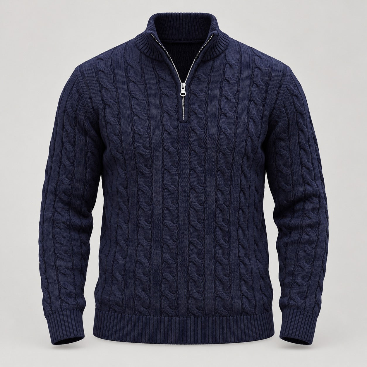 Cable Knit Quarter-Zip Sweater – Men – studio