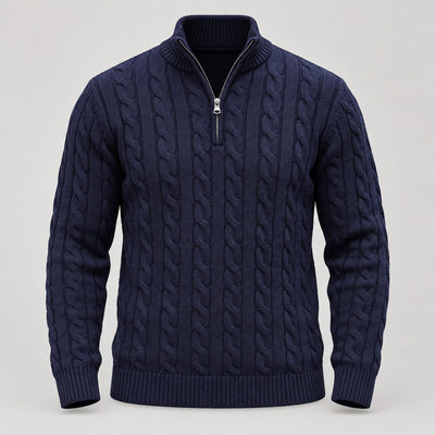 Cable Knit Quarter-Zip Sweater – Men – studio