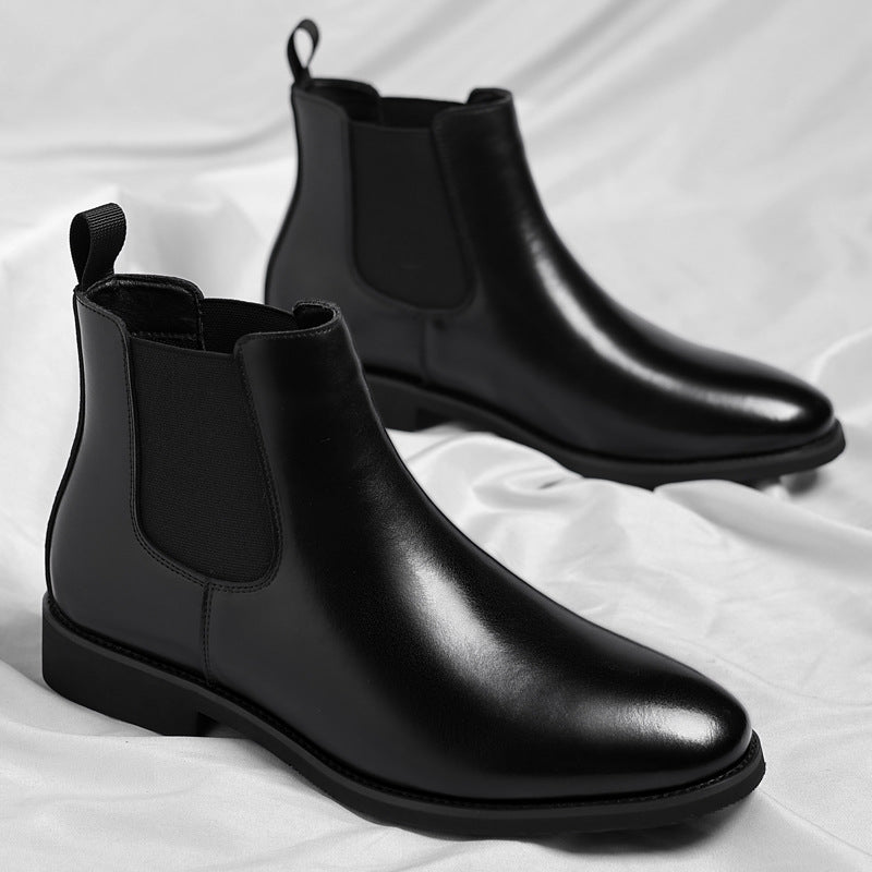 Classic Chelsea Boots, Leather-Look, Fleece Option – Men – Black – pair