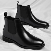 Classic Chelsea Boots, Leather-Look, Fleece Option – Men – Black – pair