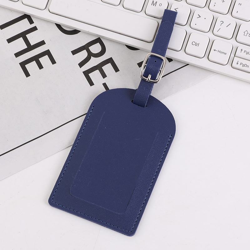 Leather-Look Luggage Tag, Privacy Flap – Men – Navy – front