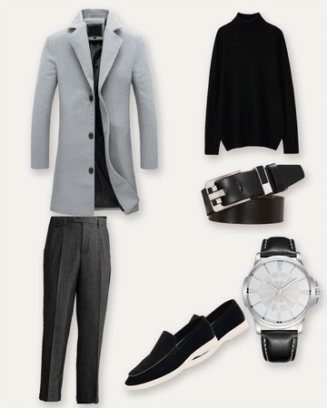 Charcoal Wool — Old Money Winter Look – full Look – animated
