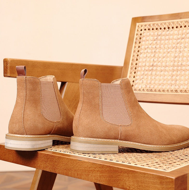 Suede Chelsea Boots, Cowhide – Men – Camel – pair